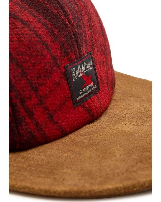 Polo Ralph Lauren Red Checked Suede And Wool Cap for men