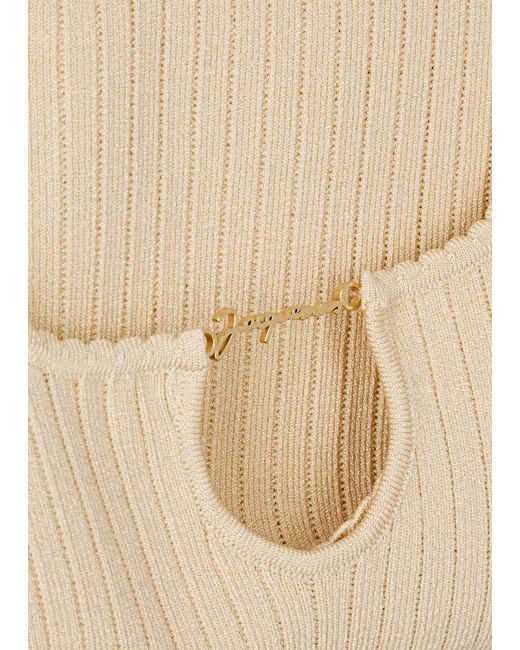 Jacquemus White La Mini Robe Sierra Ribbed-knit Mini Dress