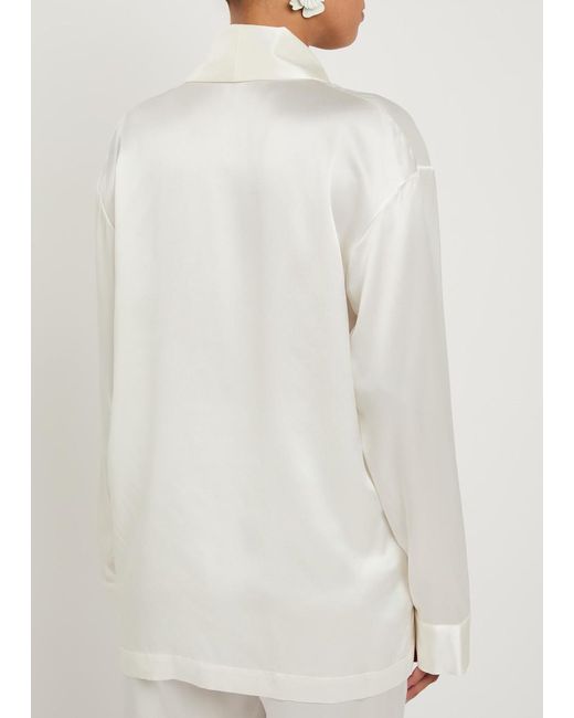 Delos White Gilbert Double-Breasted Silk Jacket