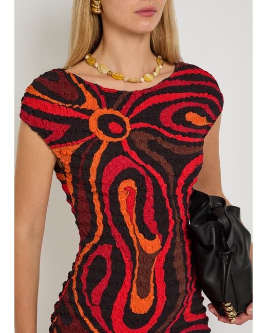 Emilio Pucci Red Printed Seersucker Mini Dress