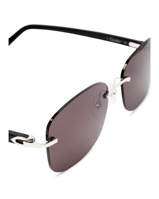 Cartier Brown C Décor Rimless Square-frame Sunglasses