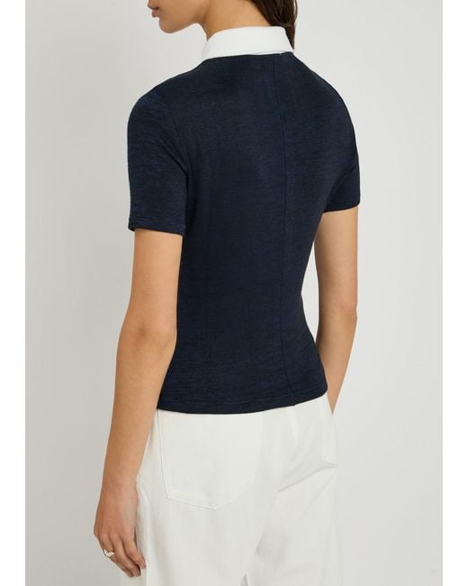 Rag & Bone Blue The Knit Button Stretch-Knit Polo Top