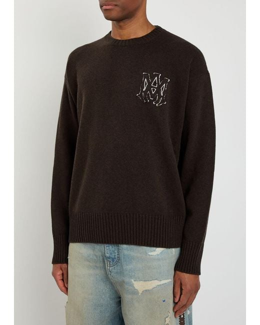Amiri Black Ma Logo-Appliquéd Wool Jumper for men
