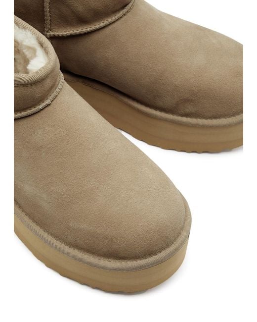 Ugg Brown Classic Designer Ultra Mini Suede Flatform Boots Uk6