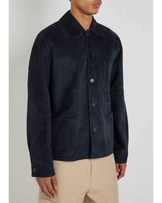 Givenchy Blue Patch Pocket Suede Overshirt for men
