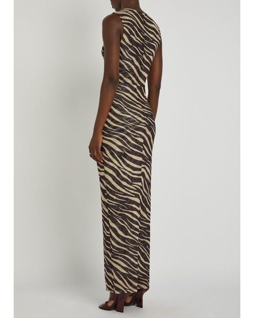 Ronny Kobo Multicolor Krisa Zebra-Print Mesh Maxi Dress