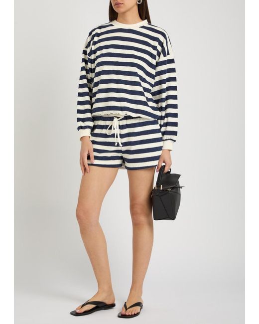 Suzie Kondi Blue Sifnos Striped Terry Sweatshirt