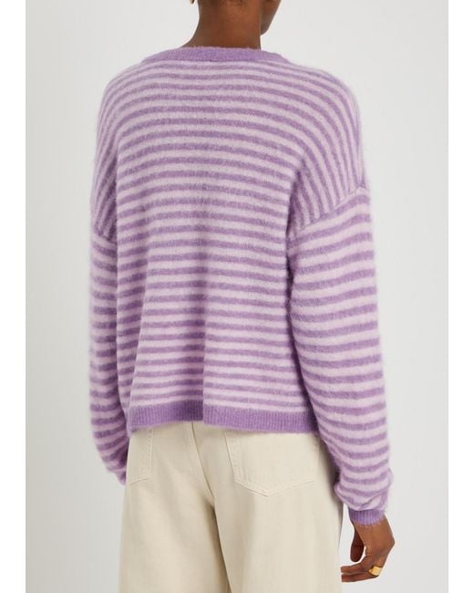 American Vintage Purple Nenybay Striped Brushed-Knit Jumper