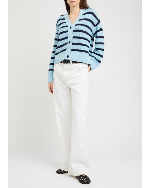 Rails Blue Geneva Striped-Intarsia Cotton Cardigan