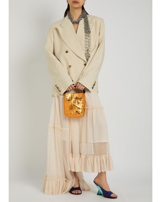 Dries Van Noten Natural Bosea Pinstriped Double-Breasted Blazer