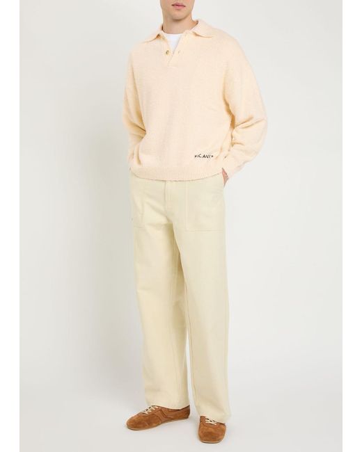 Picante Natural Shaggy Logo-Embroidered Cotton-Blend Polo Jumper for men