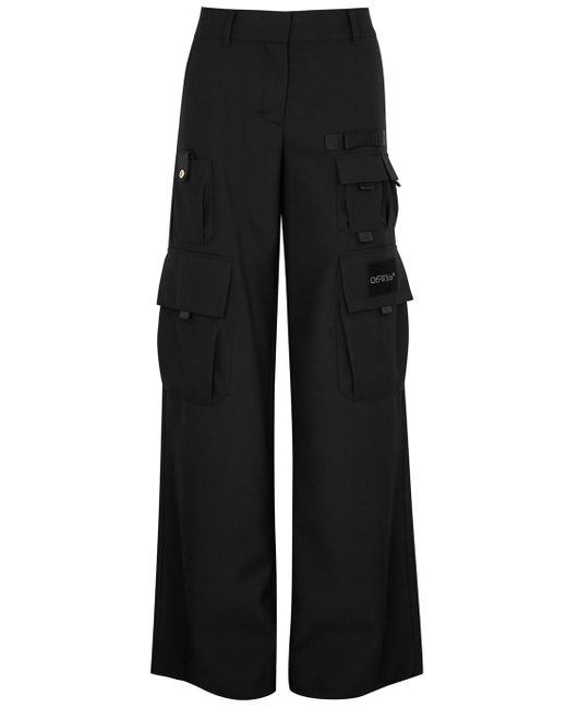 Off-White c/o Virgil Abloh Toybox Wide-leg Wool Cargo Trousers in Black ...