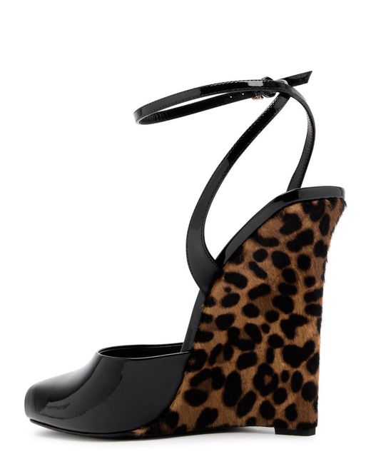 Saint Laurent Black Le Scandale 110 Patent Leather Wedge Sandals