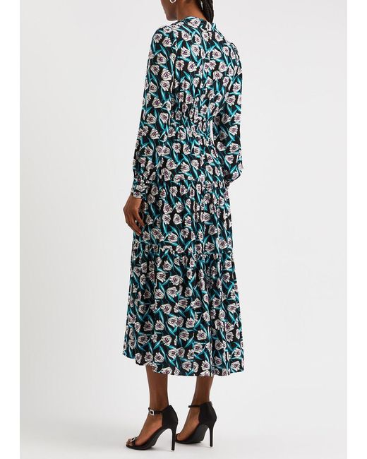 Diane von Furstenberg Blue Gil Floral-print Jersey Midi Dress