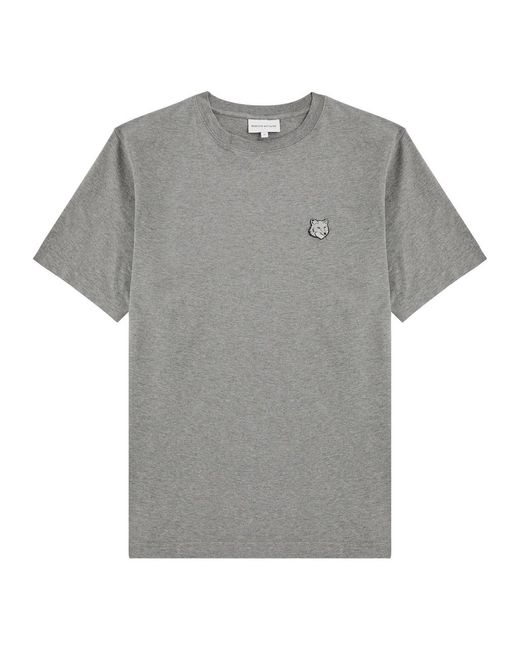 Maison Kitsuné Gray Logo Cotton T-Shirt for men