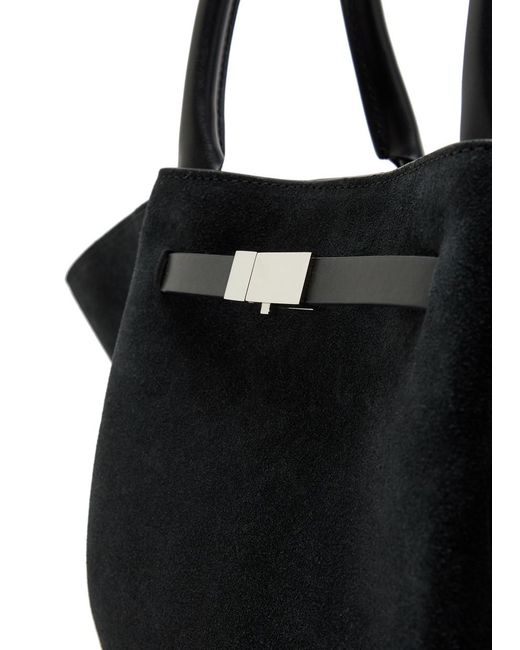 DeMellier London Black The Midi New York Grained Leather Tote Bag