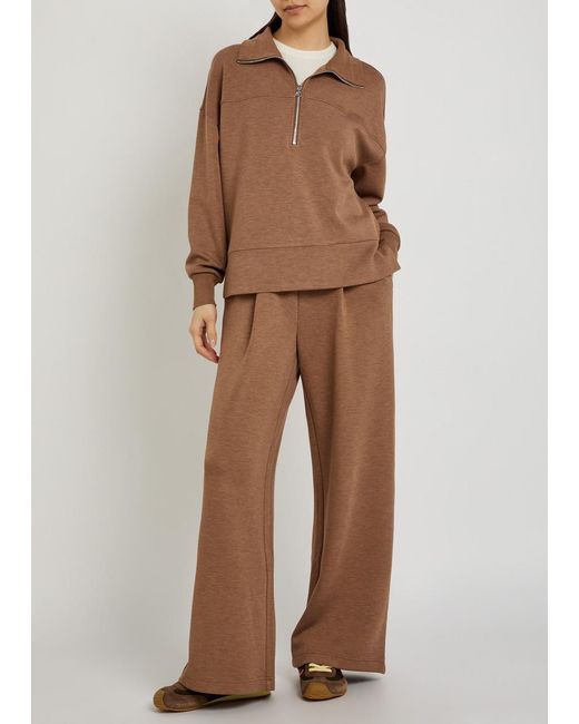 Varley Brown Kayleigh Half-Zip Stretch-Jersey Sweatshirt