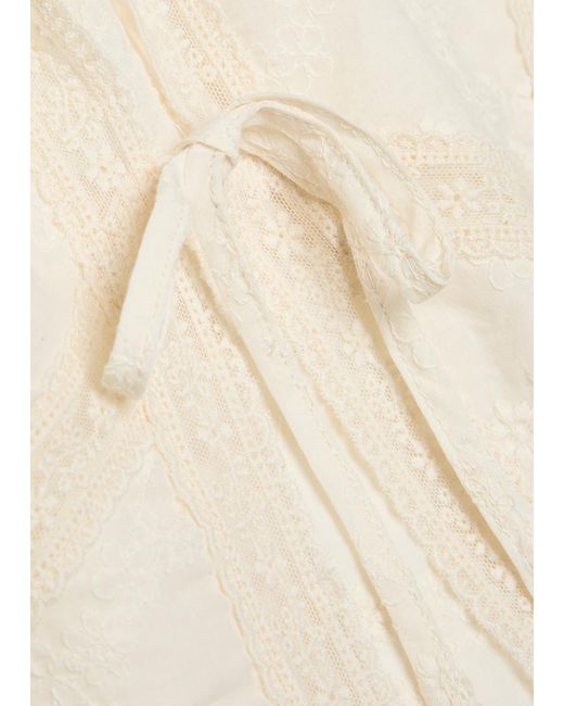 SOLAQUA White Willow Embroidered Cropped Cotton Top