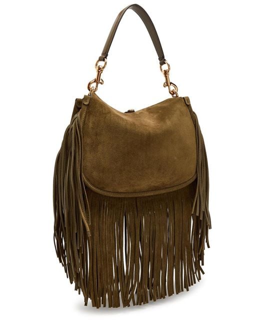 Etro Green Pony Medium Fringed Suede Cross-Body Bag