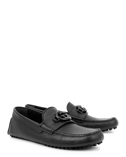 Gucci Black Aryton Gg Leather Driving Shoes for men