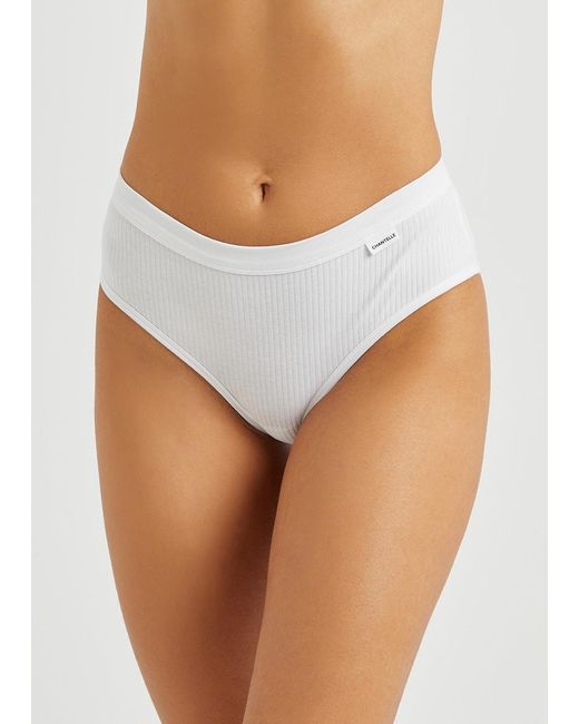 Chantelle White Comfort Ribbed Stretch-Cotton Briefs