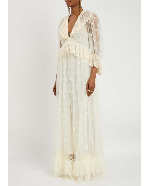 Chloé White Ruffled Tulle Gown