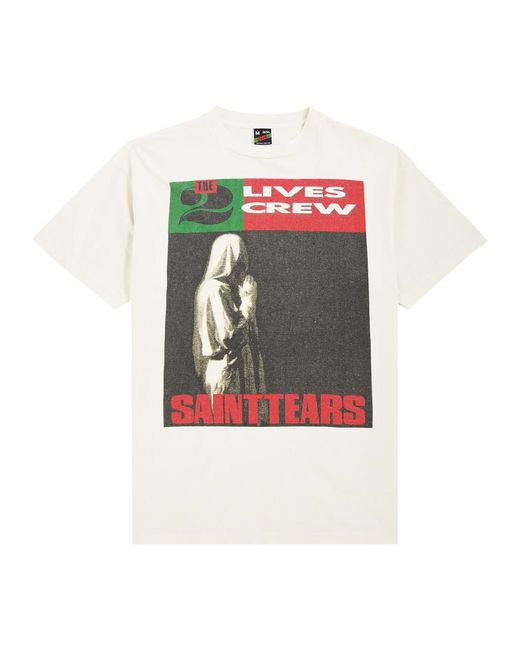 SAINT Mxxxxxx White Denim Tears Printed Cotton T-Shirt for men
