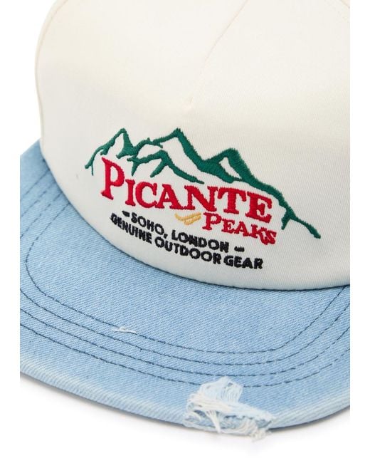 Picante White Peaks Crew Embroidered Cotton And Denim Cap for men