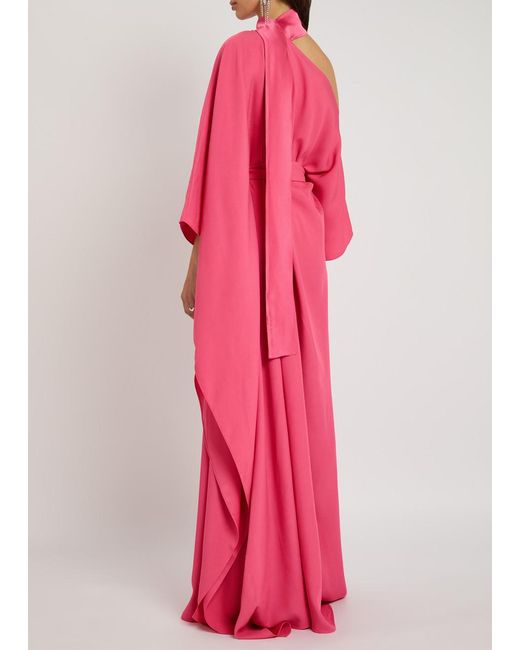 Taller Marmo Pink Taylor Crepe Maxi Kaftan Dress