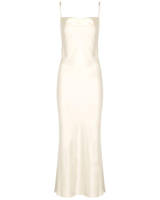 Bec & Bridge White Mireille Ivory Satin Maxi Dress