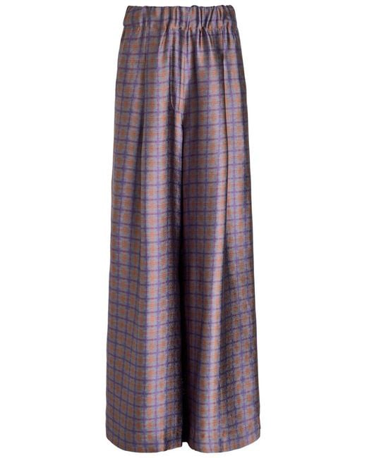 Dries Van Noten Purple Pila Checked-Jacquard Woven Trousers
