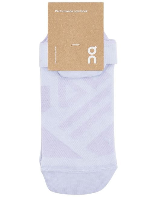 On Shoes White Running Performance Low Stretch-Knit Socks, Socks
