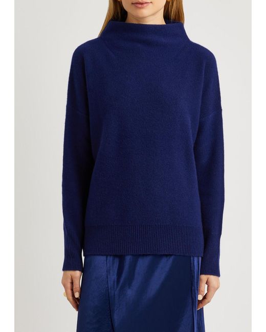 Vince Blue Funnel-neck Cashmere Jumper