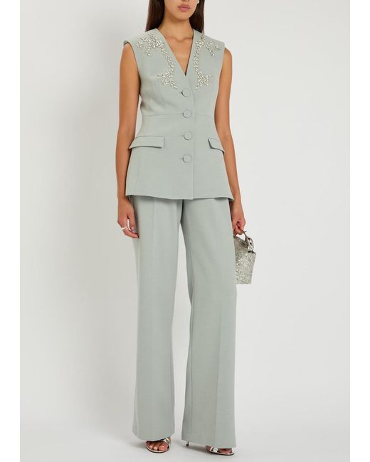 Huishan Zhang Green Sigrid Crystal-Embellished Woven Vest