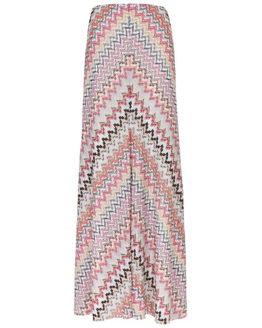 Missoni White Zigzag Metallic-knit Maxi Skirt