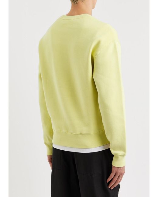 Maison Kitsuné Yellow Logo-embroidered Cotton Sweatshirt for men