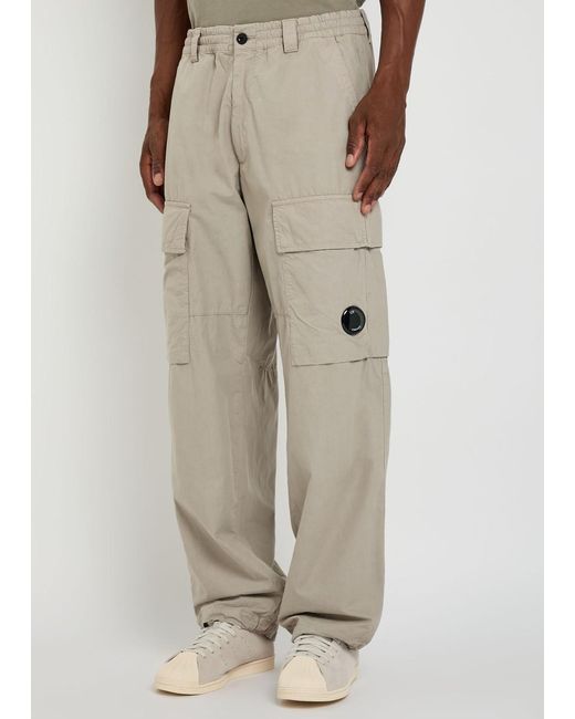 C P Company Natural Microreps Cotton Cargo Trousers for men