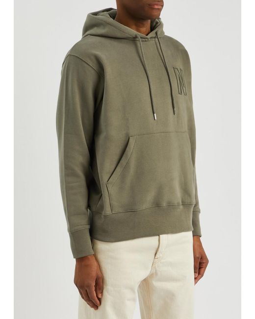 Norse Projects Green Arne Logo-embroidered Hooded Cotton Sweatshirt for men