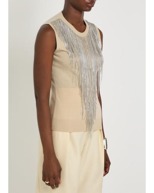 Sportmax Natural Crystal-Embellished Fine-Knit Top