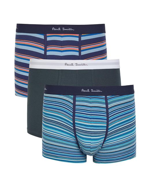 Paul Smith Blue Striped Stretch-Cotton Boxer Trunks for men