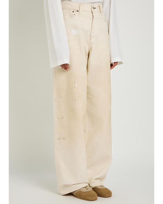 Acne Natural 1981 Paint-Effect Wide-Leg Jeans