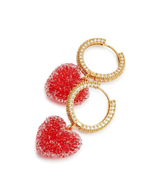 Crystal Haze Jewelry Red Jelly Heart 18kt Gold-plated Earrings