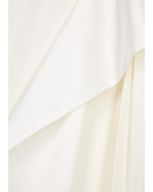 Galvan White Fiorentina Bridal Draped Crepe Gown