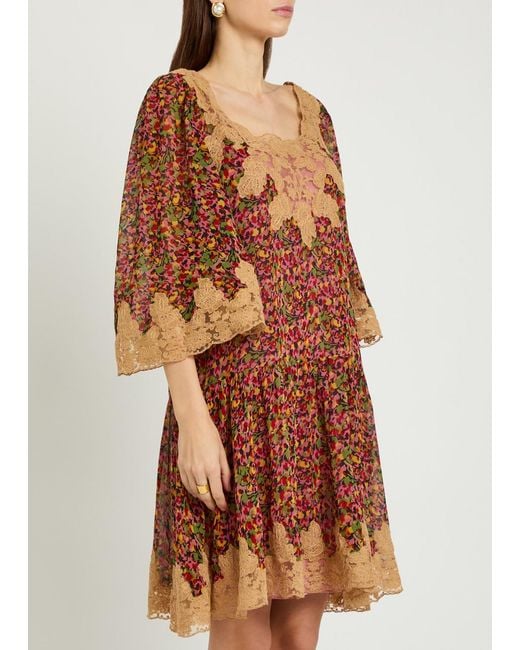 Bode Multicolor Confetti Floral Silk Mini Dress