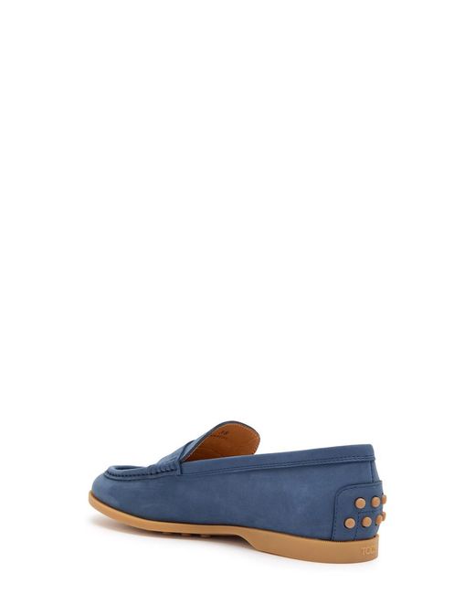 Tod's Blue Gomma Leggero Nubuck Loafers