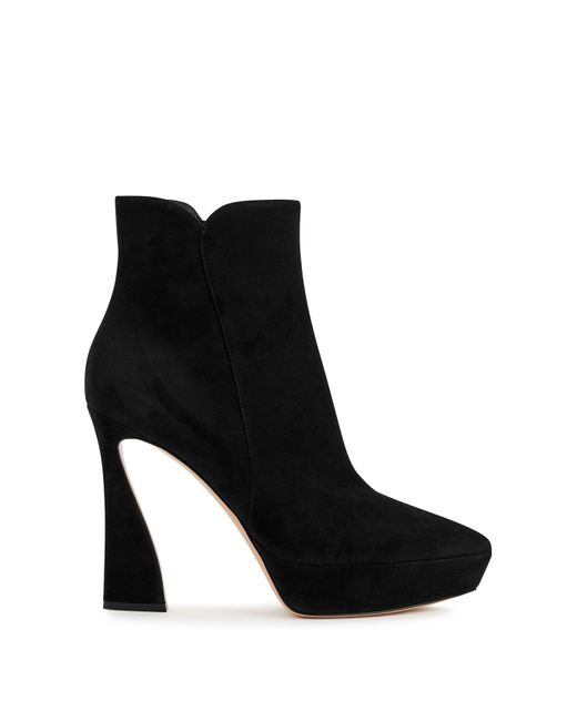 Gianvito Rossi Black Aura 125 Suede Platform Ankle Boots