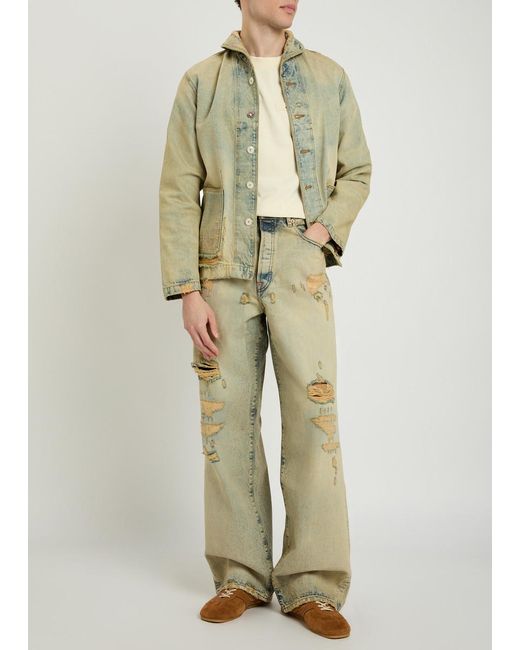 KENZO Green Shawl-Collar Distressed Jacket for men