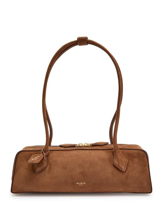 Alaïa Brown Le Teckel Medium Suede Shoulder Bag