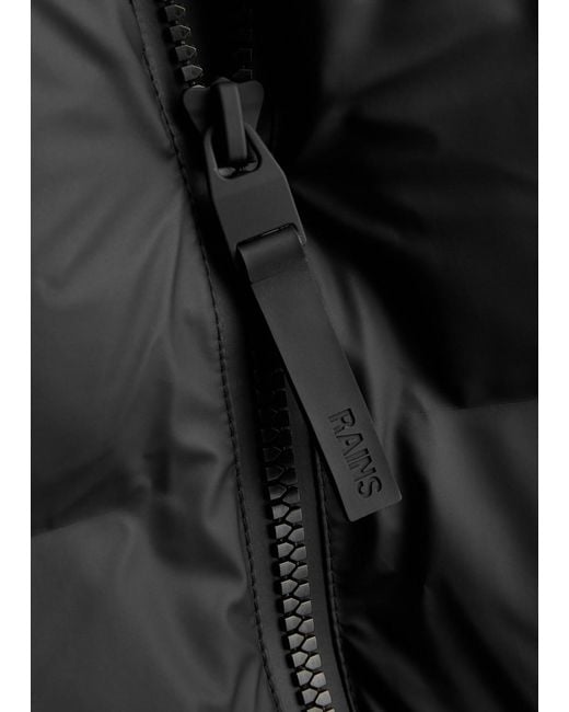 Rains Black Quilted Rubberised Jacket