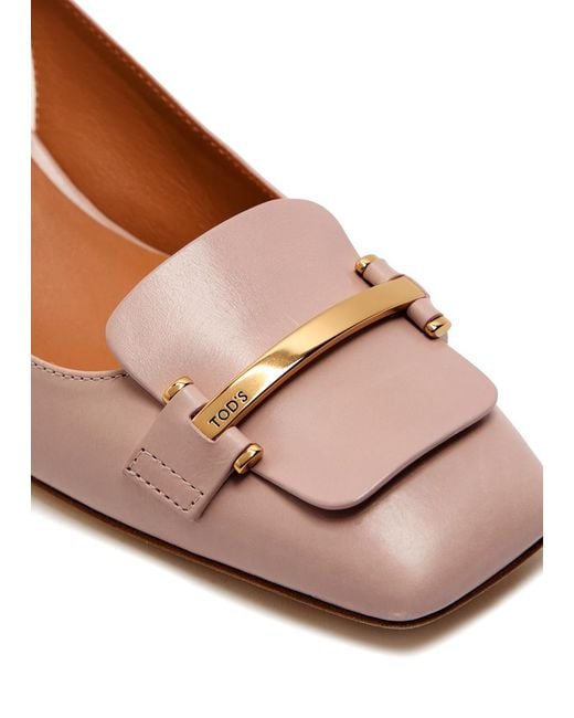 Tod's Brown Barretta 50 Smoothed Leather Slingback Pumps